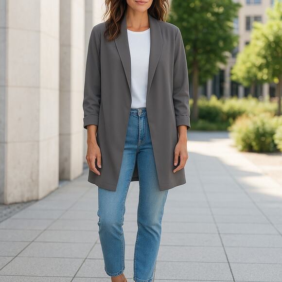 Philosophy Republic Clothing Open Front Draped Jacket Women's 2X Gray NWT - Picture 1 of 9